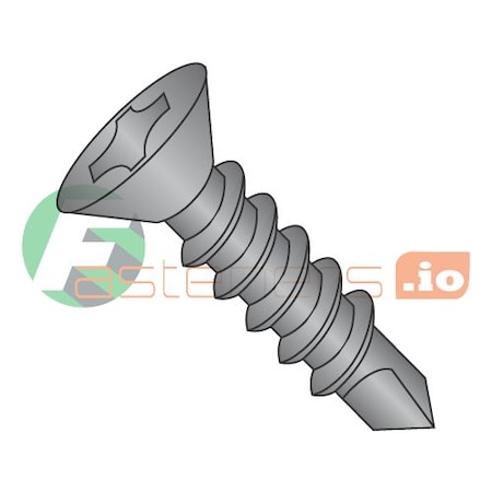 Newport Fasteners Self-Drilling Screw, #10 x 1-1/4 in, Black Oxide Steel Flat Head Phillips Drive, 5000 PK 202388